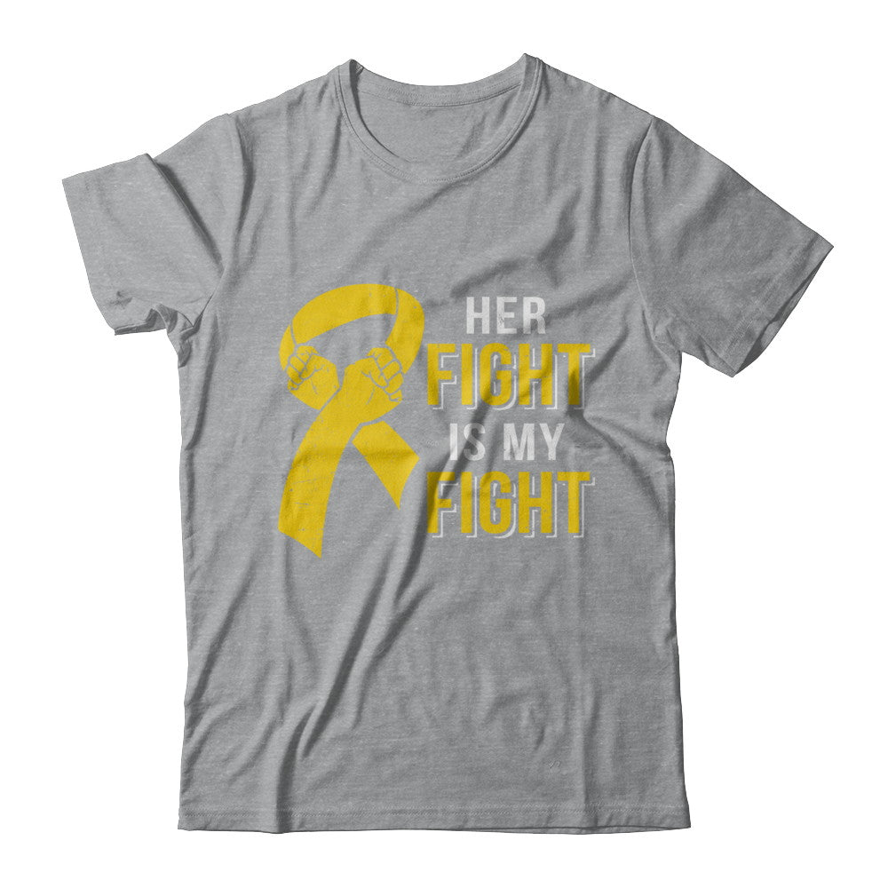 Her Fight Is My Fight Childhood Cancer Yellow Ribbon T-Shirt & Hoodie | Teecentury.com