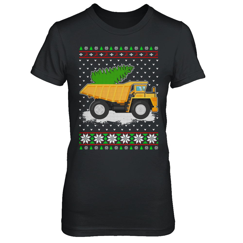 Yellow Dump Truck Trucker Ugly Christmas Sweater T-Shirt & Sweatshirt | Teecentury.com