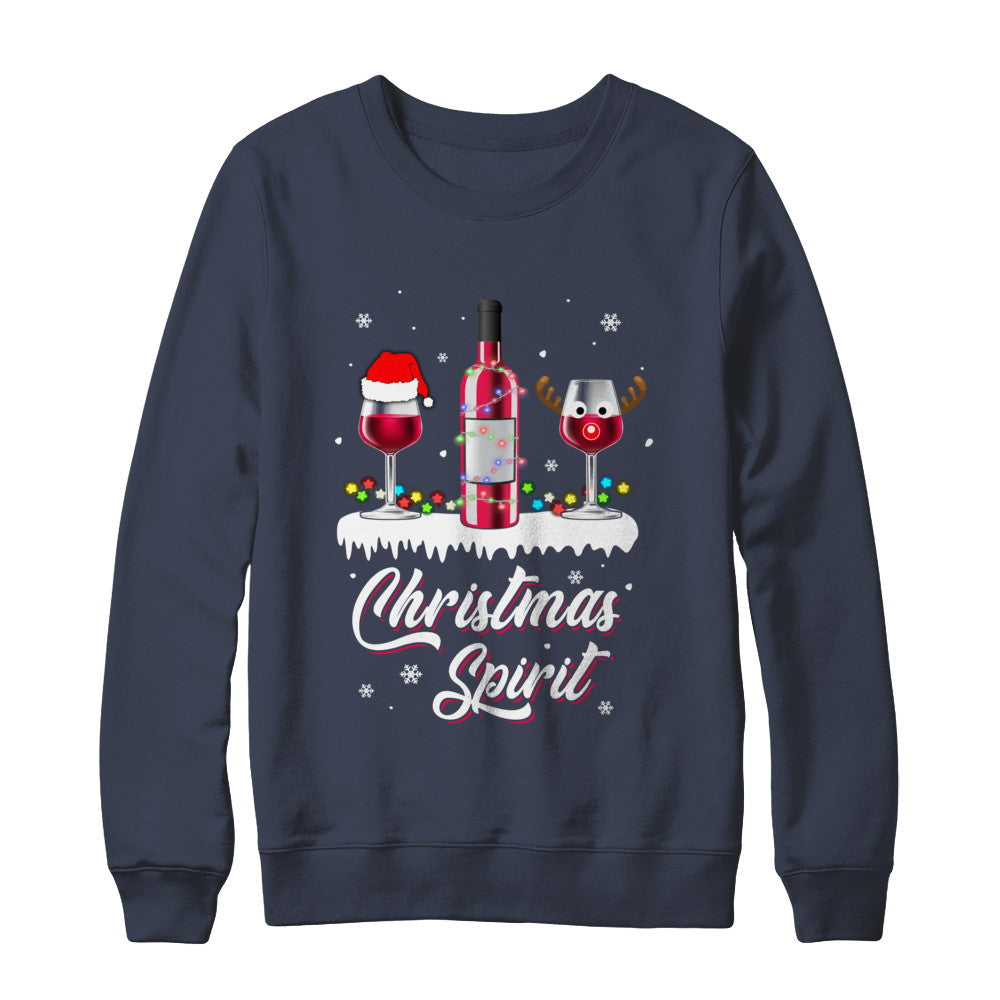 Christmas Spirits Santa Hat Wine Funny Christmas Gifts T-Shirt & Sweatshirt | Teecentury.com