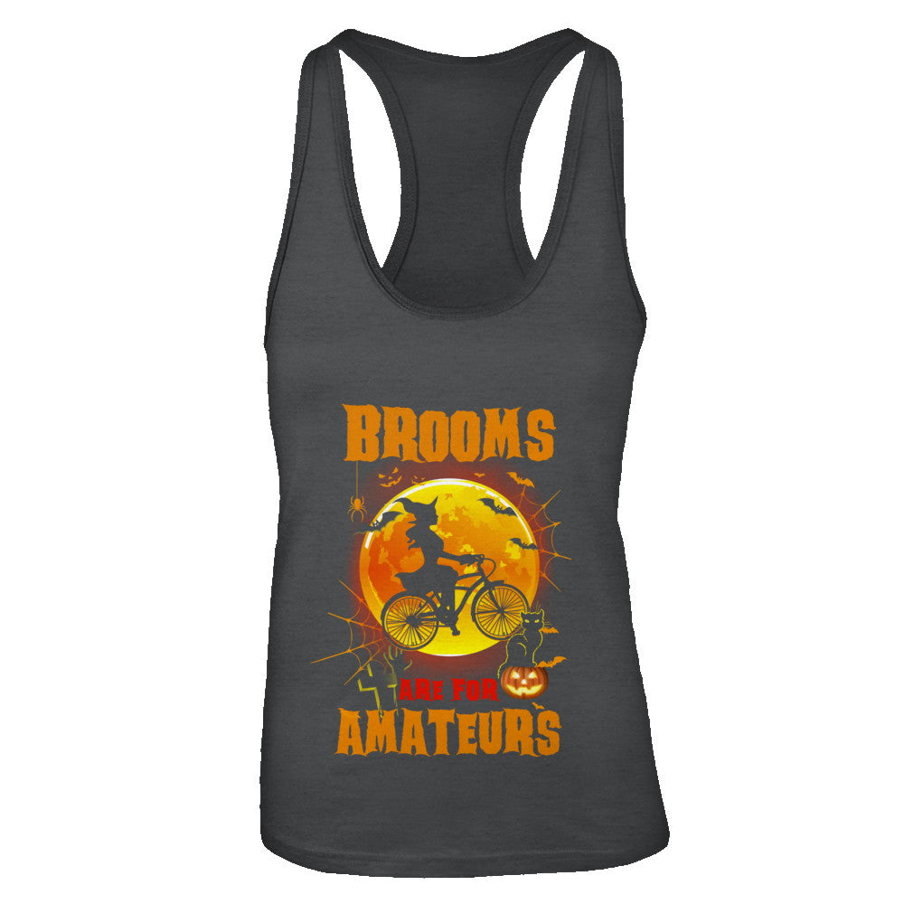 Brooms Are For Amateurs Funny Halloween Bicycle T-Shirt & Tank Top | Teecentury.com