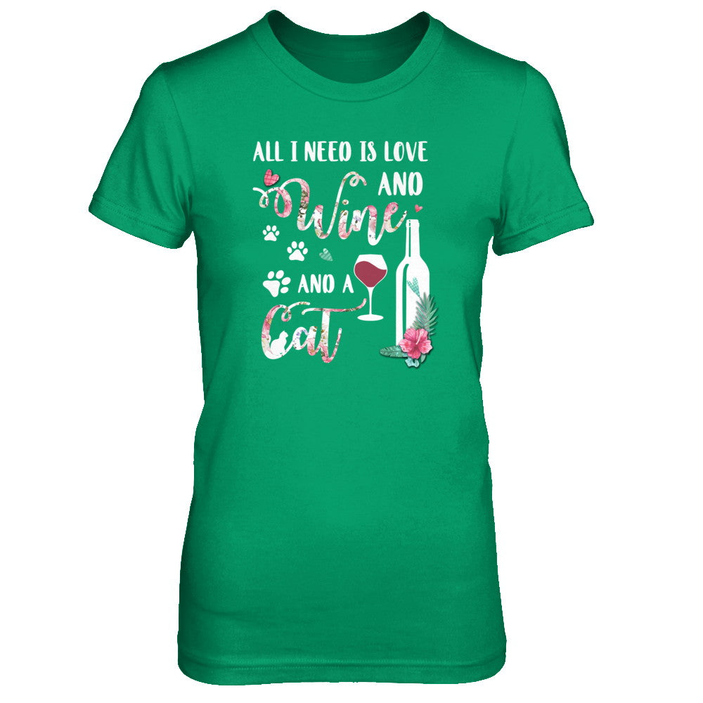 All I Need Is Love And Wine And A Cat T-Shirt & Tank Top | Teecentury.com