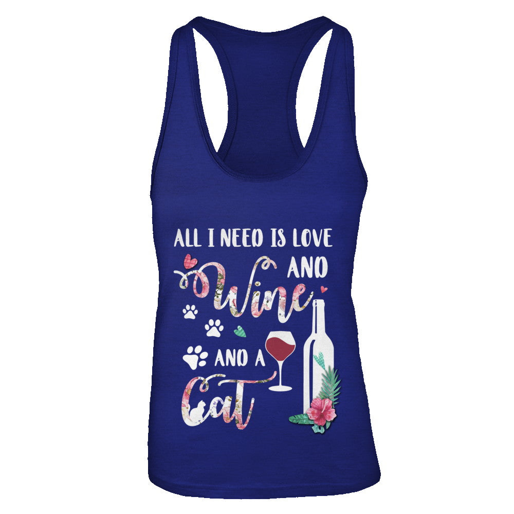All I Need Is Love And Wine And A Cat T-Shirt & Tank Top | Teecentury.com