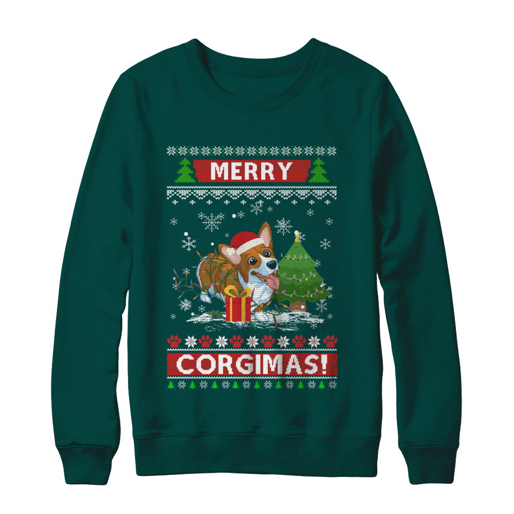 Funny Merry Corgmas Santa Corgi Ugly Christmas Sweater T-Shirt & Sweatshirt | Teecentury.com