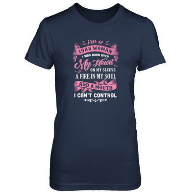 Vintage 1988 Woman 34 Birthday I Was Born With My Heart T-Shirt & Tank Top | Teecentury.com