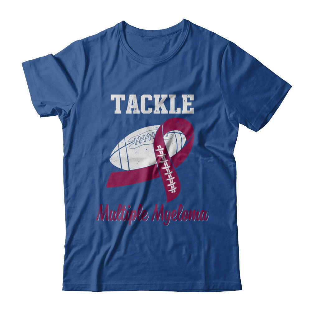 Football Survivor Tackle Burgundy Multiple Myeloma Awareness T-Shirt & Hoodie | Teecentury.com