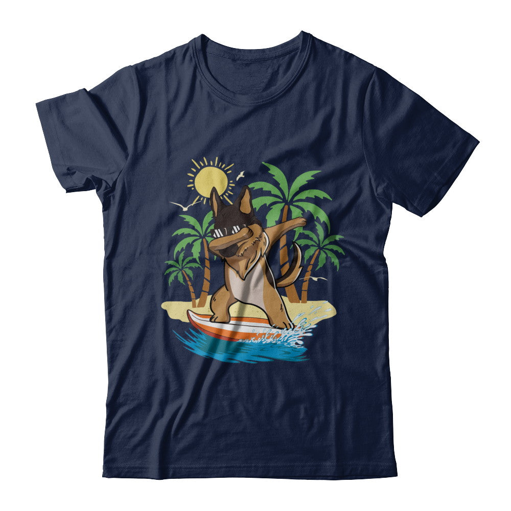 Summer Vacation Dabbing German Shepherd Surfing Surfboard Gift T-Shirt & Hoodie | Teecentury.com