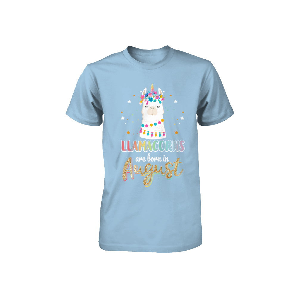 Llama Unicorn Llamacorns Born In August Birthday Gift Youth Youth Shirt | Teecentury.com