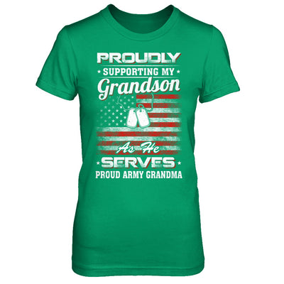 Supporting My Grandson As He Serves Proud Army Grandma Shirt Hoodie Teecentury