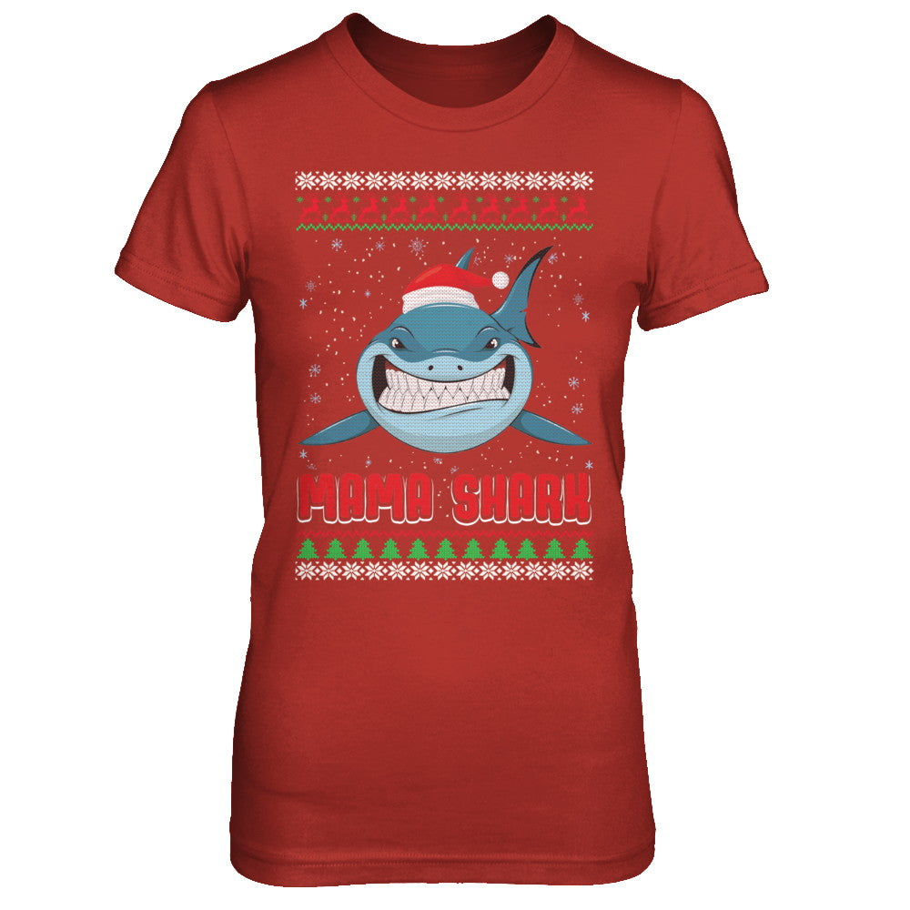 Mama Claus Shark Family Matching Christmas Ugly Sweater T-Shirt & Sweatshirt | Teecentury.com