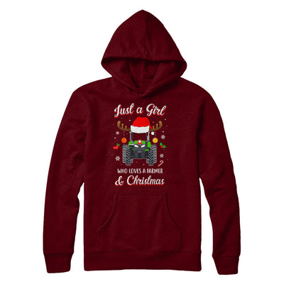 Just A Girl Who Loves A Farmer And Christmas T-Shirt & Sweatshirt | Teecentury.com