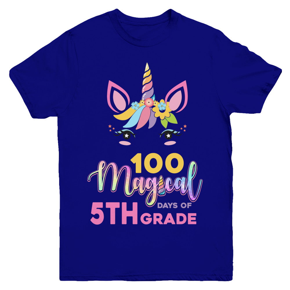 100 Magical Days Of 5Th Grade School Unicorn Girl Gift Youth Youth Shirt | Teecentury.com