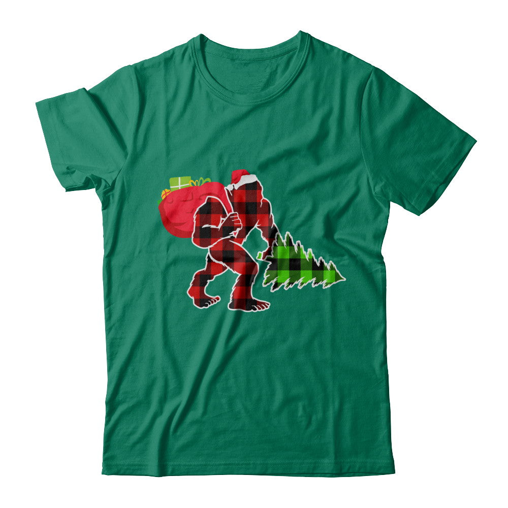 Red Plaid Bigfoot Christmas Buffalo Plaid T-Shirt & Sweatshirt | Teecentury.com