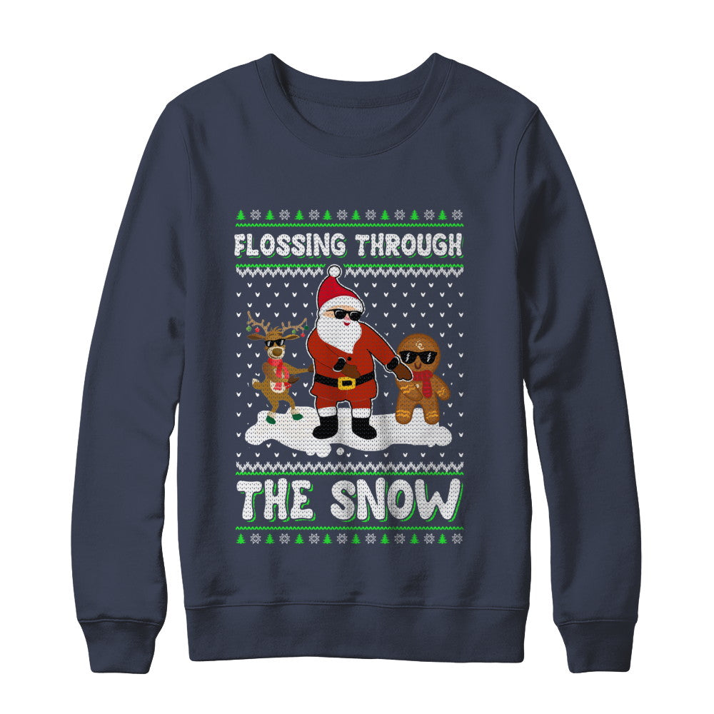 Flossing Through The Snow Santa Ugly Christmas Sweater T-Shirt & Sweatshirt | Teecentury.com