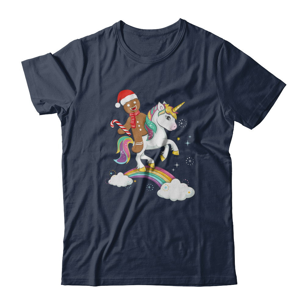 Gingerbread Man Riding A Unicorn Christmas Xmas Gift T-Shirt & Sweatshirt | Teecentury.com