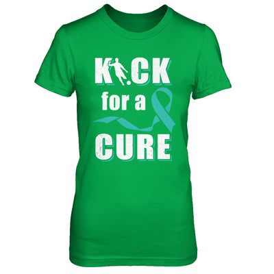 Kick For A Cure Soccer Teal Ovarian Cancer Awareness T-Shirt & Hoodie | Teecentury.com