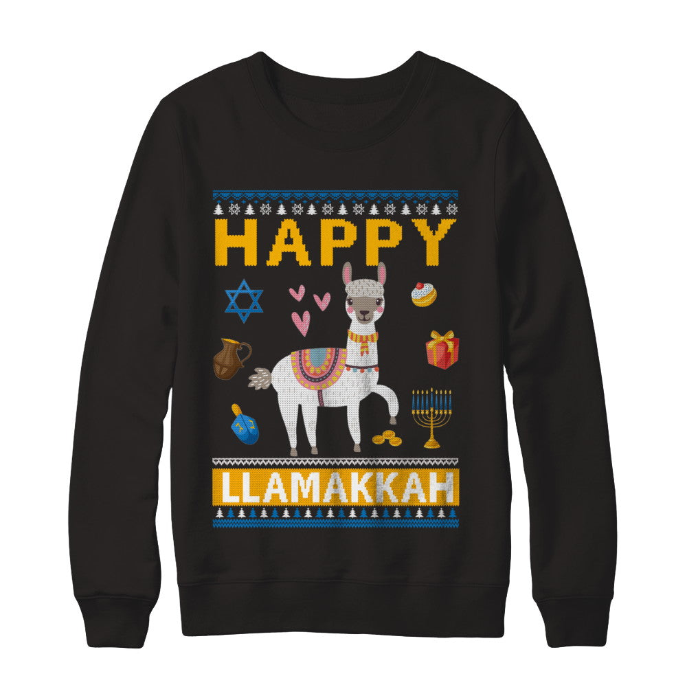 Happy Llama Llamakkah Hanukkah Ugly Sweater T-Shirt & Sweatshirt | Teecentury.com