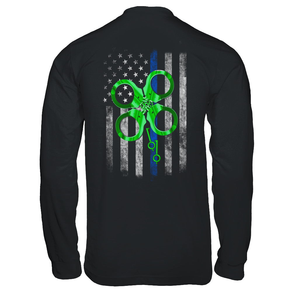 Thin Blue Line Happy St Patrick's Day Clover Police T-Shirt & Hoodie | Teecentury.com