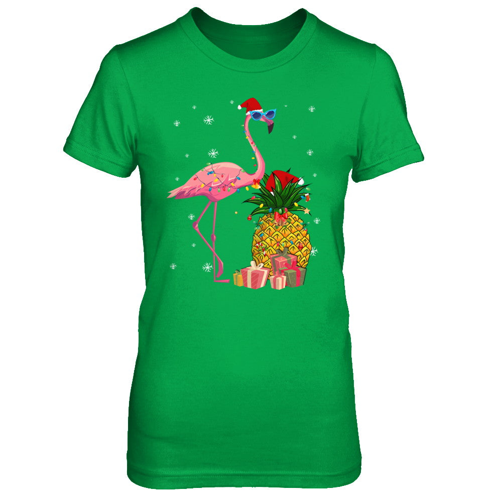 Santa Flamingo Hawaiian Pineapple Christmas Gifts T-Shirt & Sweatshirt | Teecentury.com