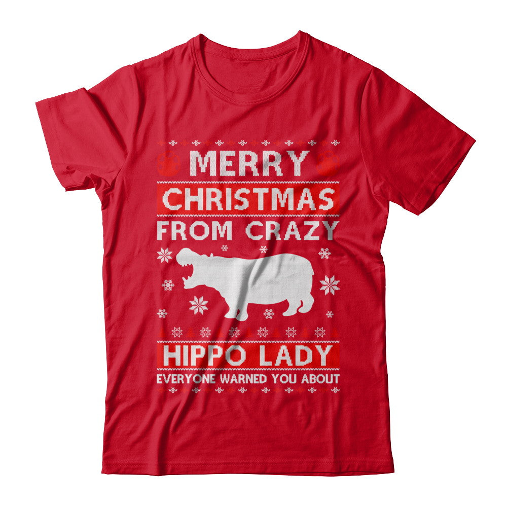 Merry Christmas From Crazy Hippo Lady Sweater T-Shirt & Sweatshirt | Teecentury.com