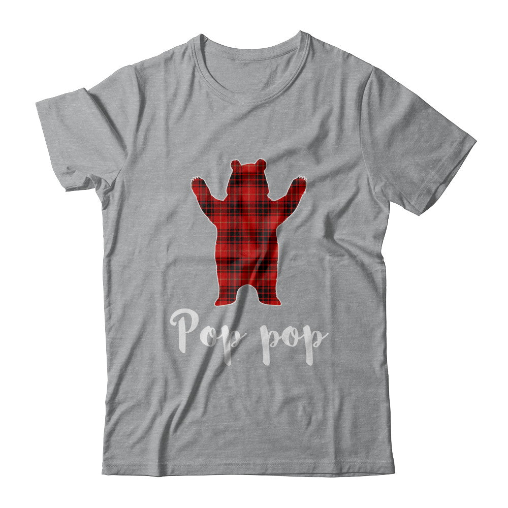 Red Pop Pop Bear Buffalo Plaid Family Christmas Pajamas T-Shirt & Sweatshirt | Teecentury.com