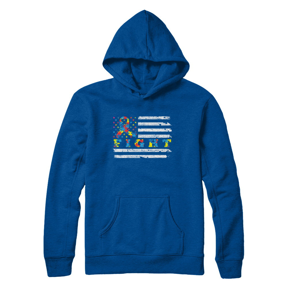 Fight Autism Ribbon US Flag Autism Awareness T-Shirt & Hoodie | Teecentury.com