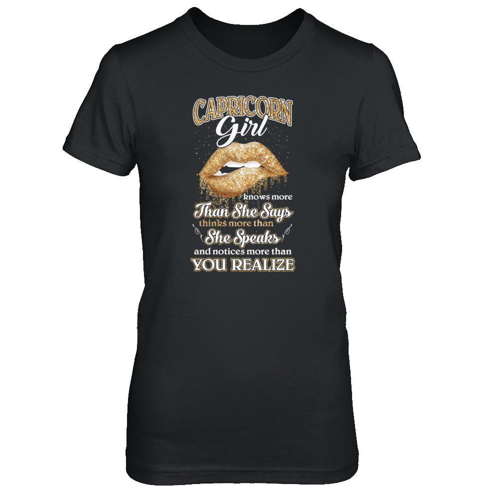 Capricorn Girl Knows More Than She Says December January Birthday T-Shirt & Tank Top | Teecentury.com