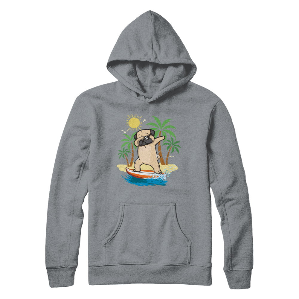Summer Vacation Dabbing Pug Surfing Surfboard Gift T-Shirt & Hoodie | Teecentury.com