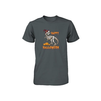 Funny Happy Halloween T-Rex Skeleton Dinosaur Youth Youth Shirt | Teecentury.com