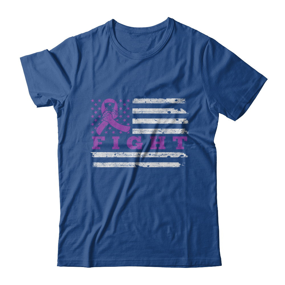 Fight Purple Ribbon US Flag Alzheimer's Pancreatic Awareness T-Shirt & Hoodie | Teecentury.com