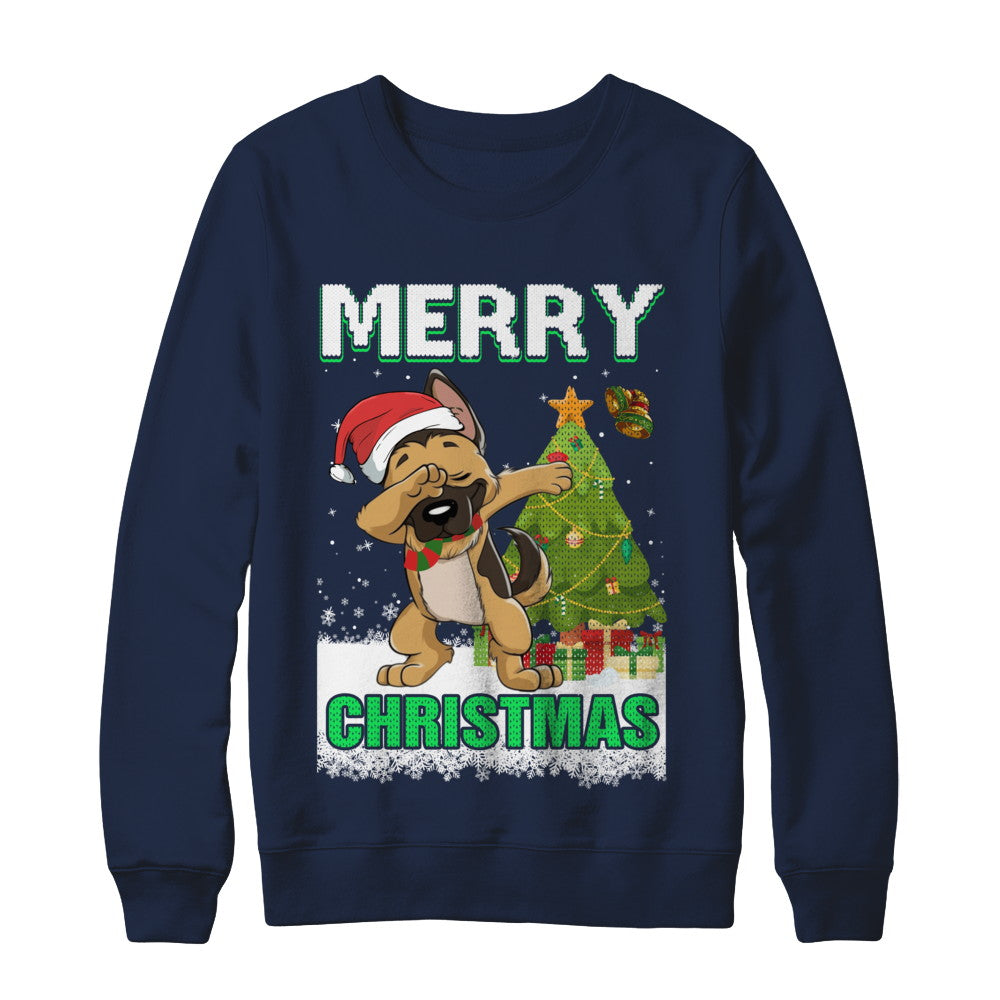 Cute German Shepherd Claus Merry Christmas Ugly Sweater T-Shirt & Sweatshirt | Teecentury.com