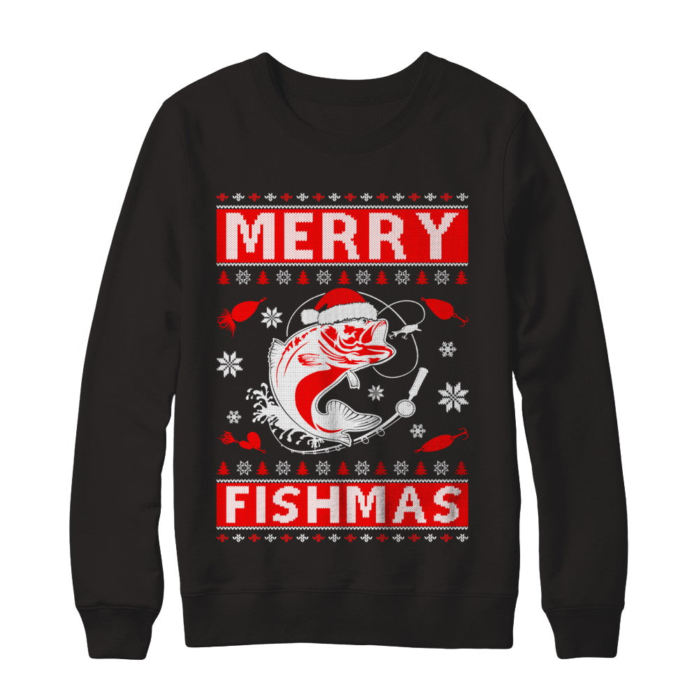 Merry Fishmas Fishing Fish Christmas Sweater T-Shirt & Sweatshirt | Teecentury.com
