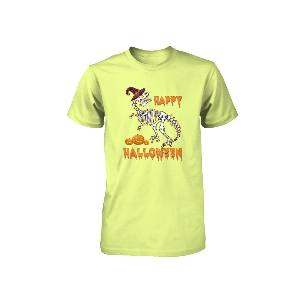 Funny Happy Halloween T-Rex Skeleton Dinosaur Youth Youth Shirt | Teecentury.com