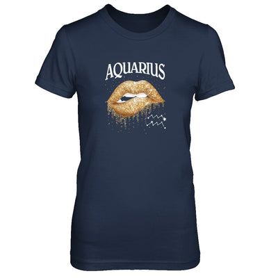 Aquarius Zodiac January February Birthday Gift Golden Lipstick T-Shirt & Tank Top | Teecentury.com