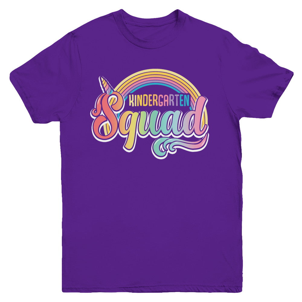 Kindergarten Squad Cute Rainbow Unicorn Back To School Youth Youth Shirt | Teecentury.com