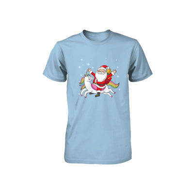 Santa Riding Unicorn Christmas Kids Girls Women Xmas Youth Youth Shirt | Teecentury.com