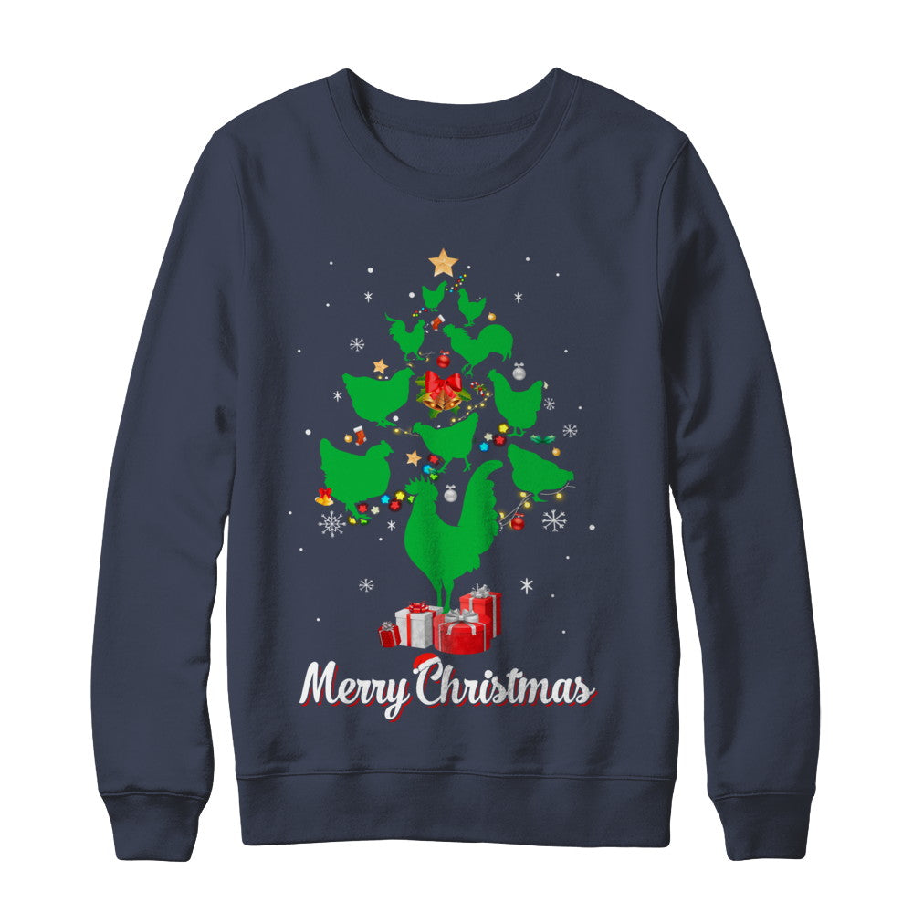 Funny Chicken Merry Christmas Tree Ugly Sweater T-Shirt & Sweatshirt | Teecentury.com