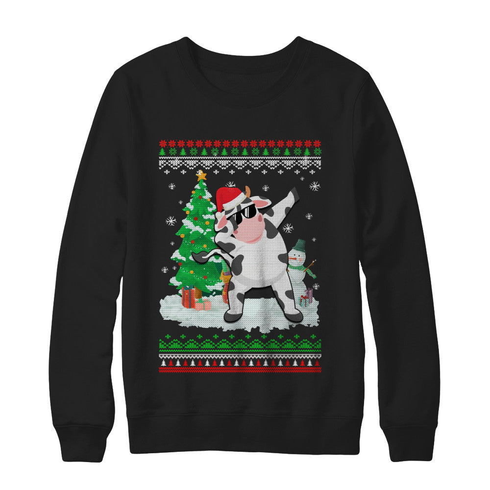 Santa Hat Cow Dabbing Christmas Ugly Sweater T-Shirt & Sweatshirt | Teecentury.com