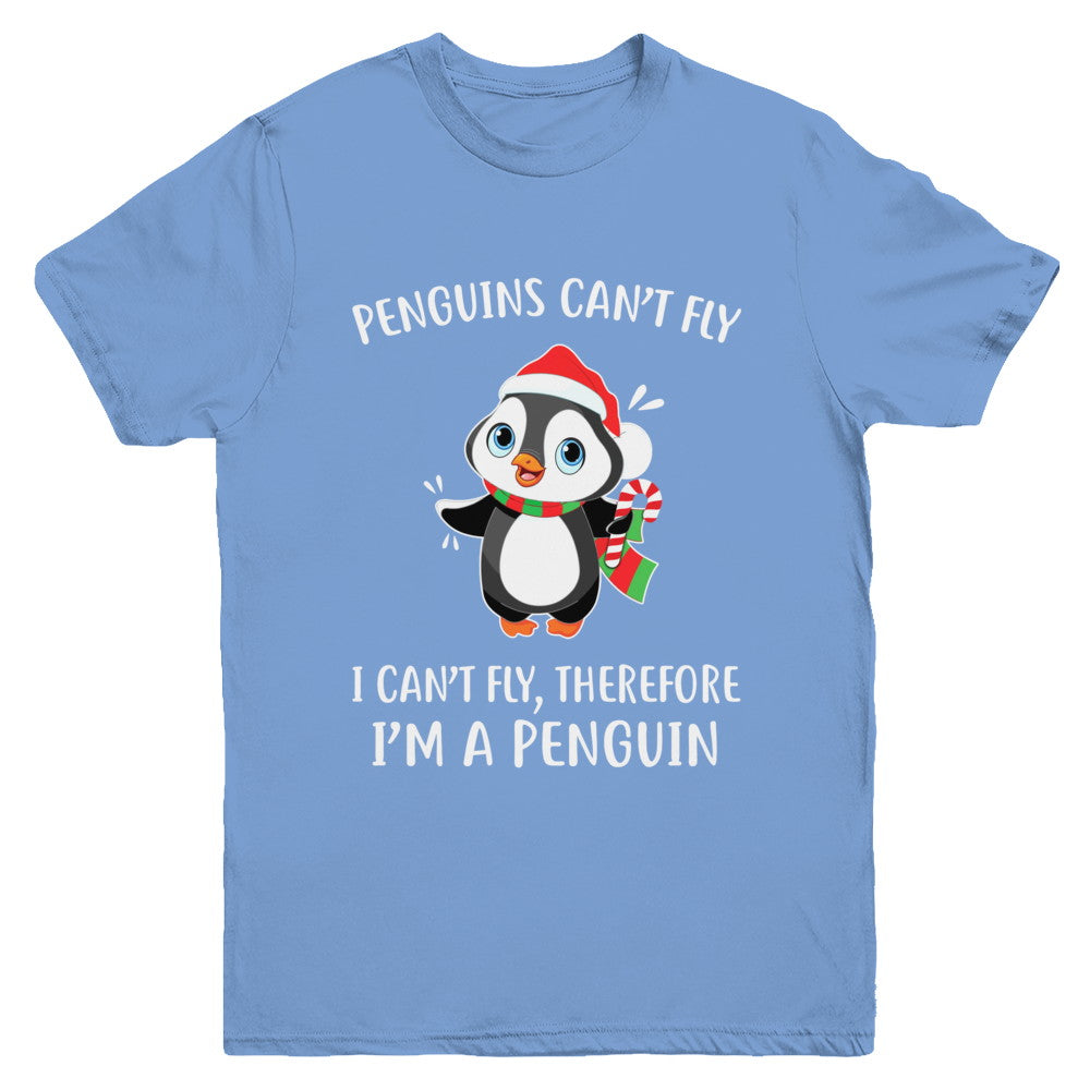 Funny Penguin I Can't Fly Christmas Gift Youth Youth Shirt | Teecentury.com