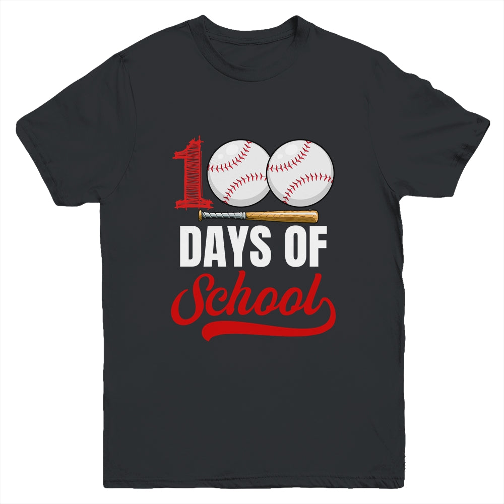 100 Days Of School Baseball Player Boy Girl Youth Shirt | teecentury