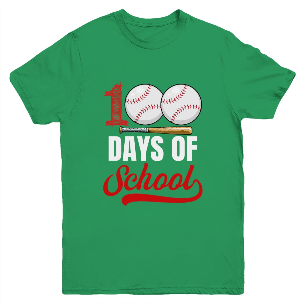 100 Days Of School Baseball Player Boy Girl Youth Shirt | teecentury