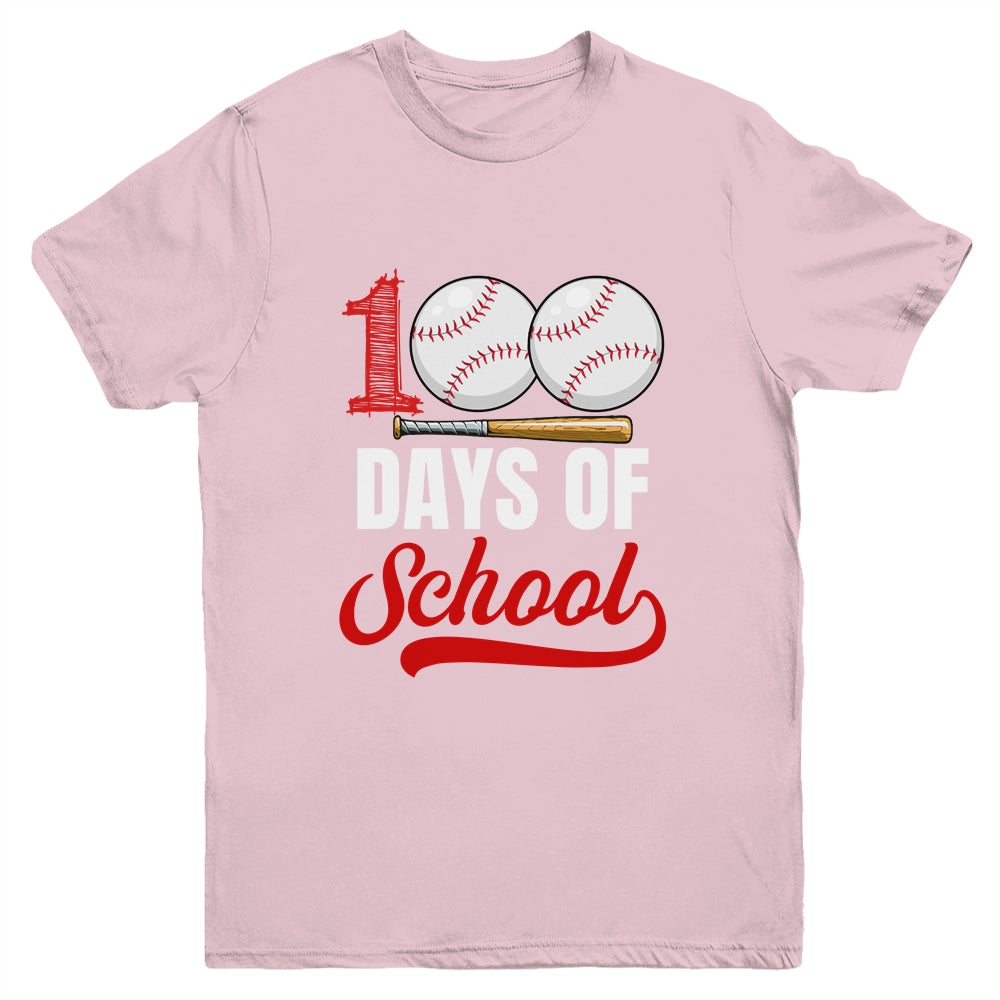 100 Days Of School Baseball Player Boy Girl Youth Shirt | teecentury
