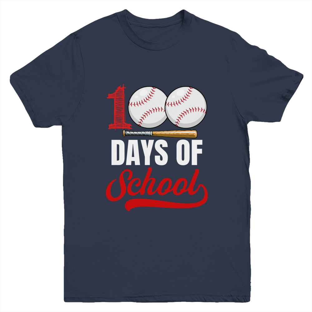 100 Days Of School Baseball Player Boy Girl Youth Shirt | teecentury