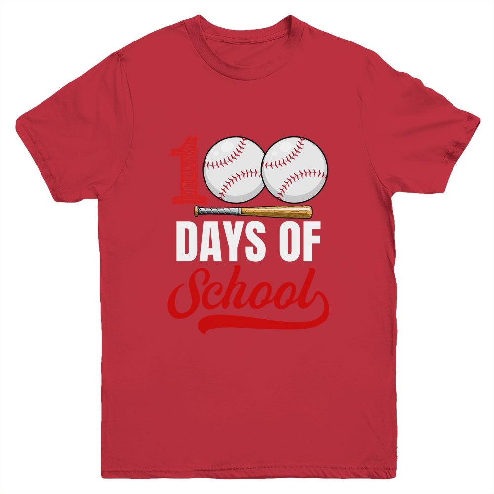 100 Days Of School Baseball Player Boy Girl Youth Shirt | teecentury
