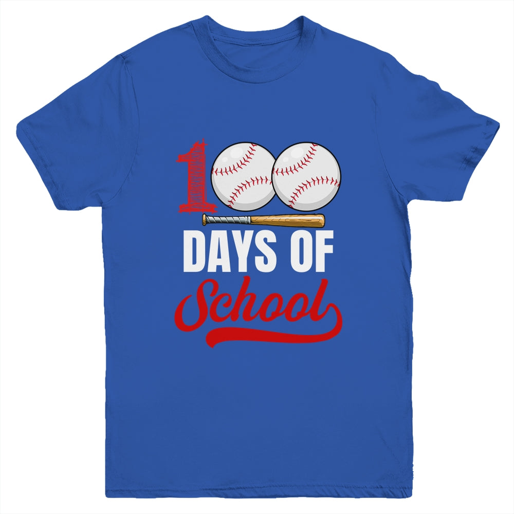 100 Days Of School Baseball Player Boy Girl Youth Shirt | teecentury