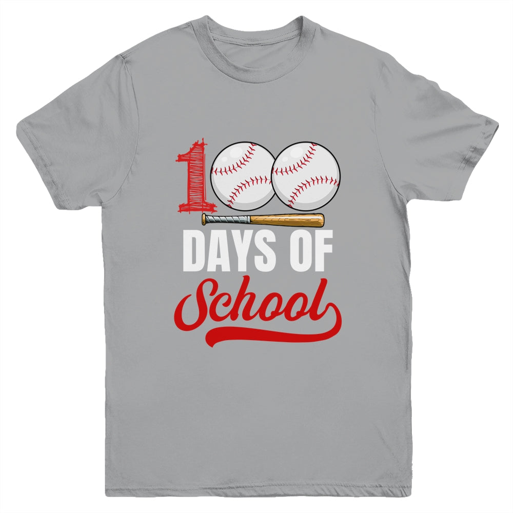 100 Days Of School Baseball Player Boy Girl Youth Shirt | teecentury
