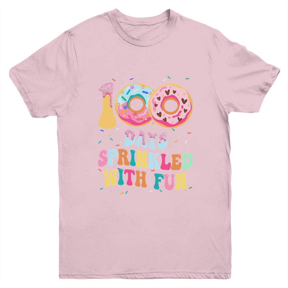 100 Days Of School Girls Kindergarten Preschool Donut Lovers Youth Shirt | teecentury