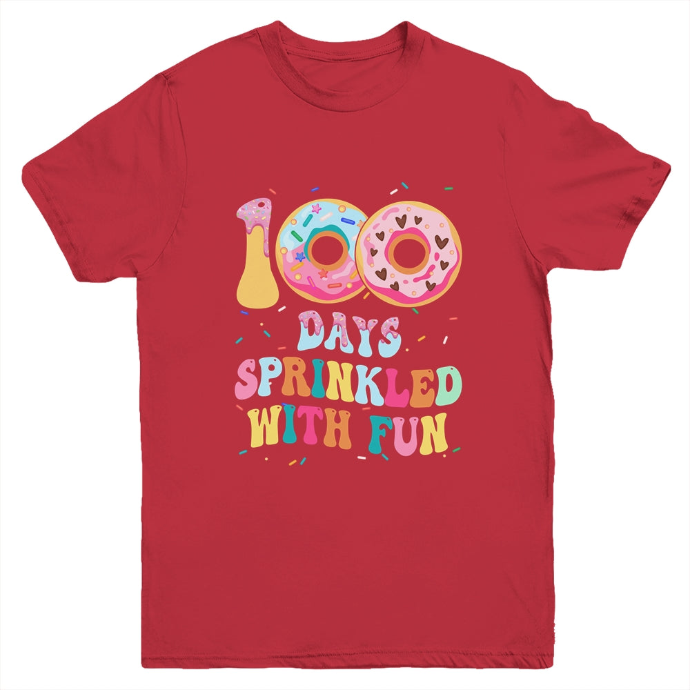 100 Days Of School Girls Kindergarten Preschool Donut Lovers Youth Shirt | teecentury