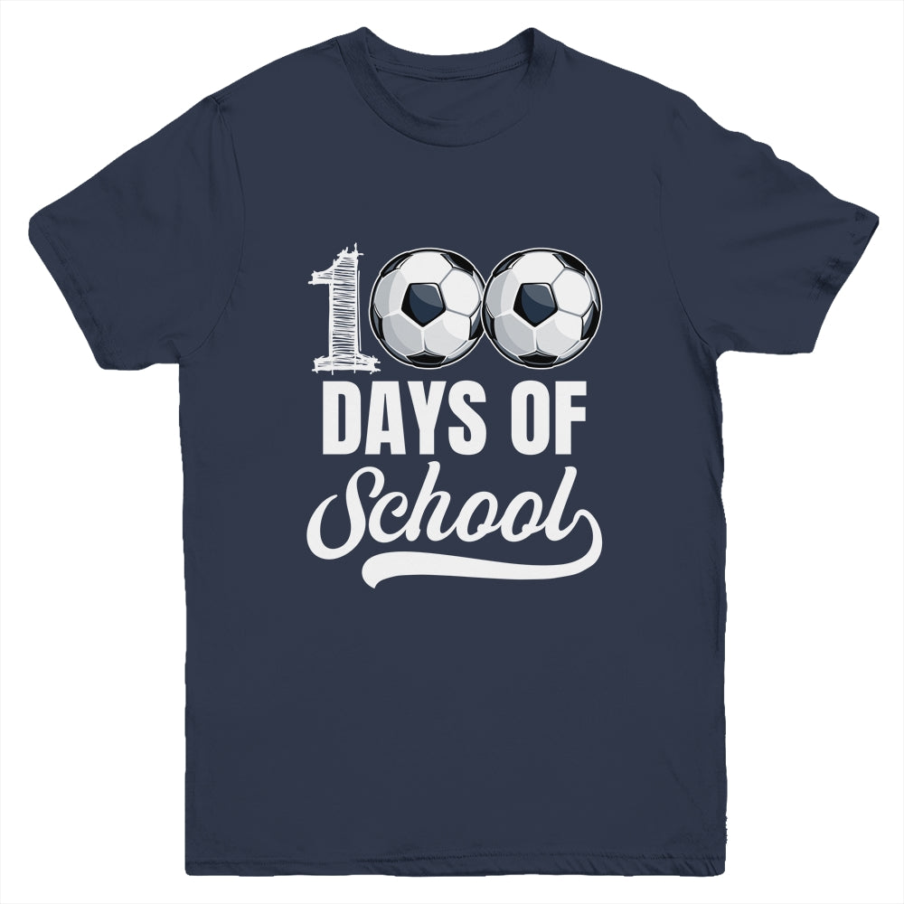 100 Days Of School Soccer Player Boy Girl Youth Shirt | teecentury