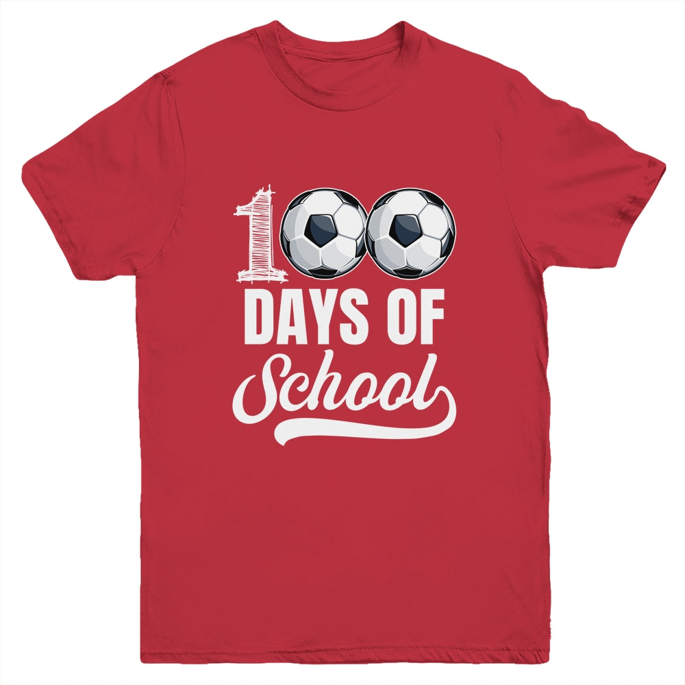 100 Days Of School Soccer Player Boy Girl Youth Shirt | teecentury