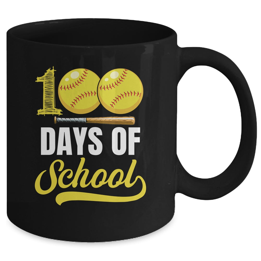 100 Days Of School Softball Player Boy Girl Mug | teecentury